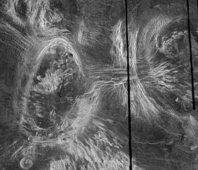 Volcanoes as seen in the Fortuna region of Venus