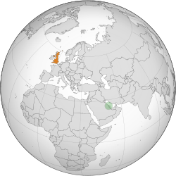 Карта с указанием местоположения Бахрейна и Соединенного Королевства 