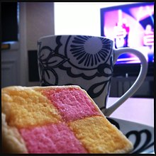 Battenberg accompanied with tea Battenberg and Earl Grey - awesome.jpg