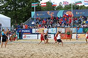 Deutsch: Beachhandball Europameisterschaften 2019 (Beach handball Euro); Tag 6: 7. Juli 2019 – Spiel um Platz Drei, Männer, Ungarn-Russland 2:0 (26:20, 23:22) English: Beach handball Euro; Day 6: 7 July 2019 – Men's Bronze Medal Match – Hungary-Russia 2:0 (26:20, 23:22)