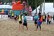 Deutsch: Beachhandball Europameisterschaften 2019 (Beach handball Euro); Tag 5: 6. Juli 2019 – Männer, Platzierungsspiel für die Ränge 5–8, Frankreich-Deutschland 0:2 (18:22, 16:19) English: Beach handball Euro; Day 5: 6 July 2019 – Placement Match/Cross Match for rank 5–8 Men – Frankreich-Deutschland 0:2 (18:22, 16:19)