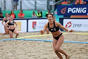 Deutsch: Beachhandball Europameisterschaften 2019 (Beach handball Euro); Tag 6: 7. Juli 2019 – Frauenfinale, Dänemark-Ungarn 2:0 (18:12, 23:22) English: Beach handball Euro; Day 6: 7 July 2019 – Women's Final – Denmark-Hungary 2:0 (18:12, 23:22)