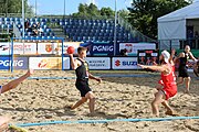 Deutsch: Beachhandball Europameisterschaften 2019 (Beach handball Euro); Tag 1: 2. Juli 2019 – Männer, Vorrunde Gruppe D, Polen-Schweden 2:1 (18:10, 15:9; 8:6) English: Beach handball Euro; Day 1: 2 July 2019 – Men Preliminary Round Group D – Poland-Sweden 2:1 (18:10, 15:9; 8:6)