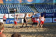 Deutsch: Beachhandball Europameisterschaften 2019 (Beach handball Euro); Tag 4: 5. Juli 2019 – Männer, Viertelfinale, Russland-Polen 2:0 (30:22, 19:18) English: Beach handball Euro; Day 4: 5 July 2019 – Quarter Final Men – Russia-Poland 2:0 (30:22, 19:18)