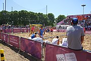 Deutsch: Beachhandball bei den Olympischen Jugendspielen 2018 in Buenos Aires; Tag 7, 13. Oktober 2018; Jungen, Halbfinale – Spanien-Kroatien 2:1 English: Beach handball at the 2018 Summer Youth Olympics in Buenos Aires at 13 October 2018 – Boys Semifinal – Spain-Croatia 2:1 Español: Handball de playa en los Juegos Olimpicos de la Juventud Buenos Aires 2018 en 13 de octubre de 2018 – Semifinales de chicos - España-Croacia 2:1