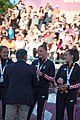 Deutsch: Beachhandball bei den Olympischen Jugendspielen 2018 in Buenos Aires; Tag 7, 13. Oktober 2018; Medaillenzeremonie Mädchen - Gold: Argentinien, Silber: Kroatien, Bronze: Ungarn English: Beach handball at the 2018 Summer Youth Olympics in Buenos Aires at 13 October 2018 – Medal Ceremony Girls - Gold: Argentina, Silver: Croatia, Bronze: Hungary Español: Handball de playa en los Juegos Olimpicos de la Juventud Buenos Aires 2018 en 13 de octubre de 2018 – Medalla Ceremonia para niñas - Oro: Argentina, Plata: Croacia, Bronce: Hungría