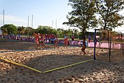 Deutsch: Beachhandball bei den Olympischen Jugendspielen 2018; Tag 3, 9. Oktober 2018; Mädchen, Vorrunde, Gruppe B - Türkei-Paraguay 1:2 English: Beach handball at the 2018 Summer Youth Olympics at 9 October 2018 – Girls Preliminary Round Group B‎ – Turkey-Paraguay 1:2