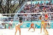 Deutsch: Beachvolleyball bei den Olympischen Jugendspielen 2018; Tag 9, 15. Oktober 2018; Mädchen, Viertelfinale: Puerto Rico-Russland 0–2 (12–21/10–21) English: Beach volleyball at the 2018 Summer Youth Olympics at 15 October 2018 – Girls Quarterfinals: Puerto Rico-Russia 0–2 (12–21/10–21)