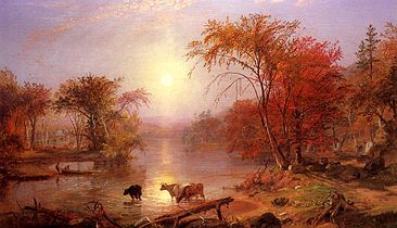 Indian Summer on the Hudson River label QS:Len,"Indian Summer on the Hudson River" label QS:Lpl,"Babie lato na rzeką Hudson" 1861