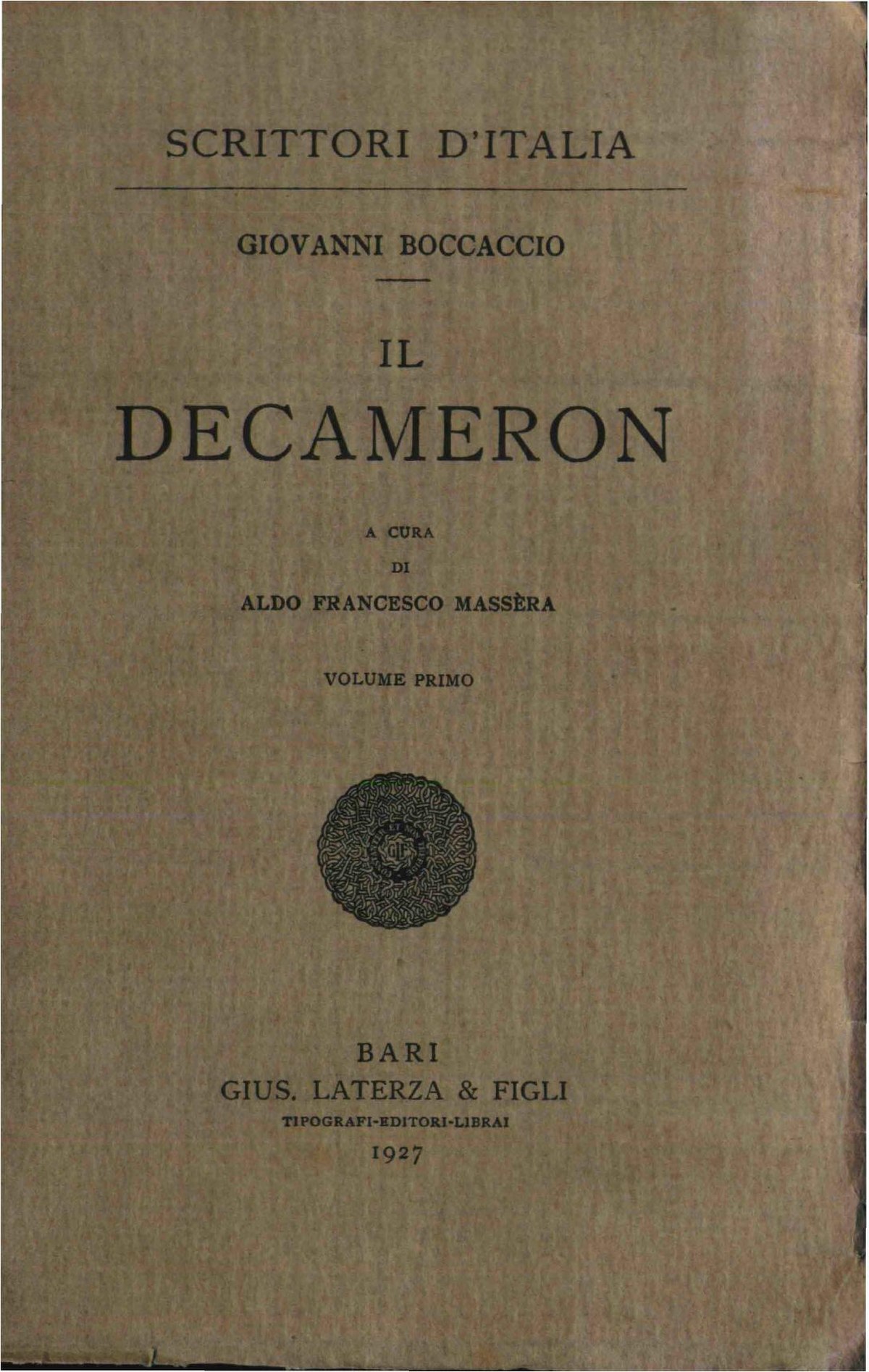File:Boccaccio, Giovanni – Decameron, Vol. I, 1927 – BEIC 1760250