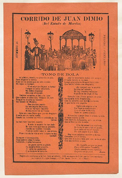 File:Broadsheet relating to the death of Juan Dimio, crowd of people gathered around a gazebo while a man wearing a top hat stares out at viewer MET DP868530.jpg