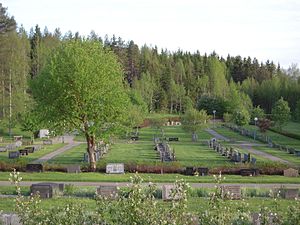 En del av kyrkogården.