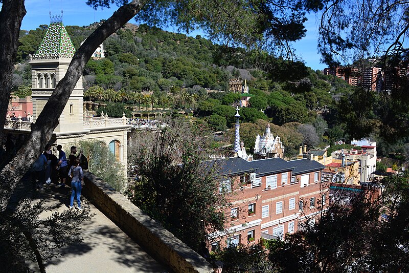 File:Casa Pere Jaqués and Park Güell Entrance Buildings seen looking north 03.jpg