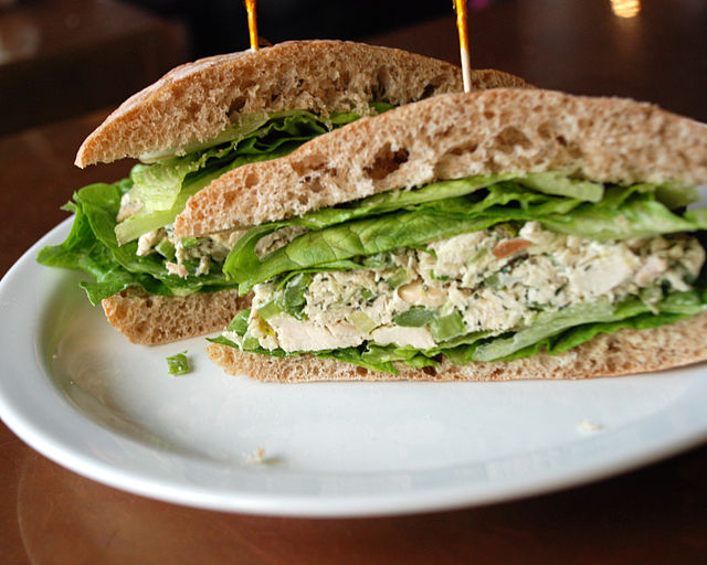 A chicken salad sandwich