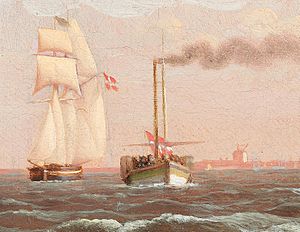 Christoffer Wilhelm Eckersberg - The Danish paddle steamer ‚Caledonia‘ (detail of a painting).jpg