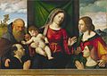 Madonna en Kind met Heiligen en Donateurs.  OKÉ.  1515, Museum of Art, Cleveland