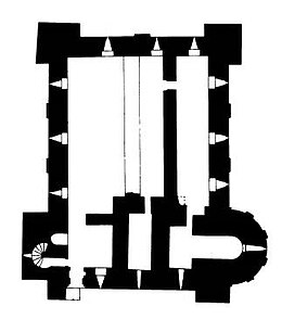 Plan of the first floor of Colchester Castle keep Colchester Castle Keep.jpg