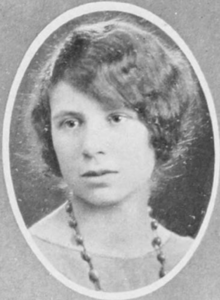 A young white woman, in an oval frame