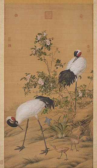 File:Cranes under Shadow of Flowers.jpg