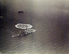 Aerial view of the damaged Indiana following aerial bombing tests Damaged USS Indiana (BB-1) following aerial bombing tests (37970282031).jpg