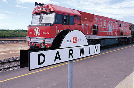The Ghan arriving in Darwin