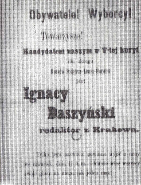 Daszyński's 1897 election leaflet.