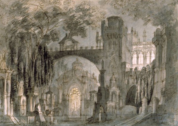 Set design for act 3, scene 3 by Francesco Bagnara, circa 1844 (Civica Raccolta Stampe Bertarelli Milan)