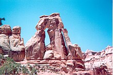 Cedar Mesa Sandstone forms the Druid Arch, in Canyonlands National Park Druid Arch.jpg