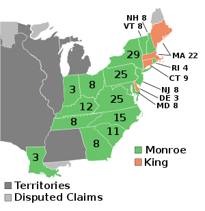 Electoral map, 1816 election