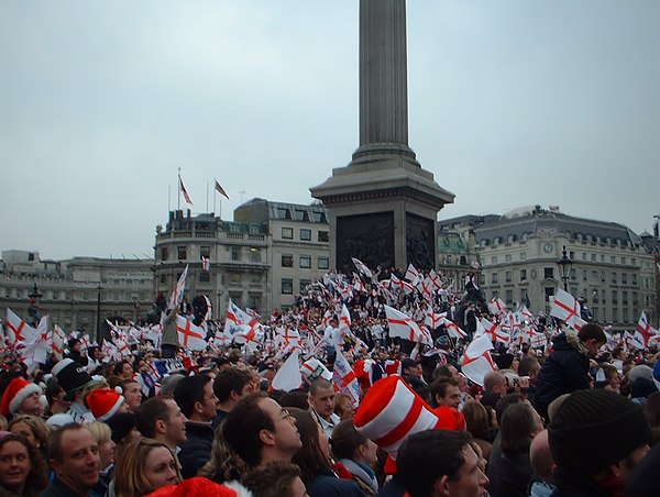 Celebrations at Trafalgar Square after England's 2003 World Cup victory