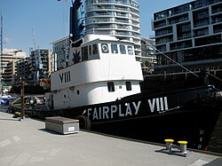 Traditional ship Fairplay VIII in Sandtorhafen (Hafencity, Hamburg)