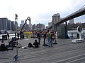 The New York Water Taxi leaves the Fulton Ferry Landing during the taping of reality TV show Fat March