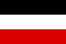 Drapeau tricolore, à bandes horizontales, de haut en bas : noir, blanc et rouge.