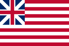 The red stripes in the flag of the United States were adapted from the flag of the British East Indies Company. This is the Grand Union Flag, the first U.S. flag established by the Continental Congress.
