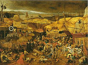 1628 version of The Triumph of Death attributed to Pieter Bruegel the Younger (Kunstmuseum Basel) Follower of P. Brueghel the Elder -- Triumph des Todes -- 1628 (copy on display in the Kunstmuseum Basel).jpg