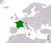 Location map for France and Malta.