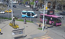 GAZelle City minibus and a Higer bus on Moskovyan Street