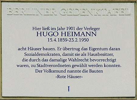 Gedenktafel Prinzenallee 46a (Gesu) Hugo Heimann