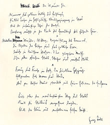 An Mauern hin, Faksimile der Handschrift Georg Trakls