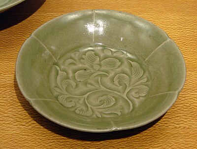 A celadon plate from Yaozhou, Shaanxi, 10th to 11th century.