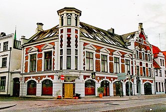 Petit-Haus von 1876 an der Ecke An der Untertrave 3/Kleine Altefähre in der Lübecker Altstadt