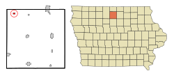 Hancock County Iowa Incorporated and Unincorporated areas Woden Highlighted.svg