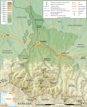 carte : Géographie des Hautes-Pyrénées