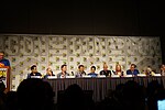 Thumbnail for File:Henry Cavill, David Goyer, Tim Daly, Jim Lee, Dylan Sprayberry, Molly Quinn, Dan Jurgans, Jack Larson (9407719444).jpg