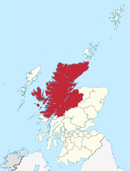 Pozicija Highlanda na karti Škotske