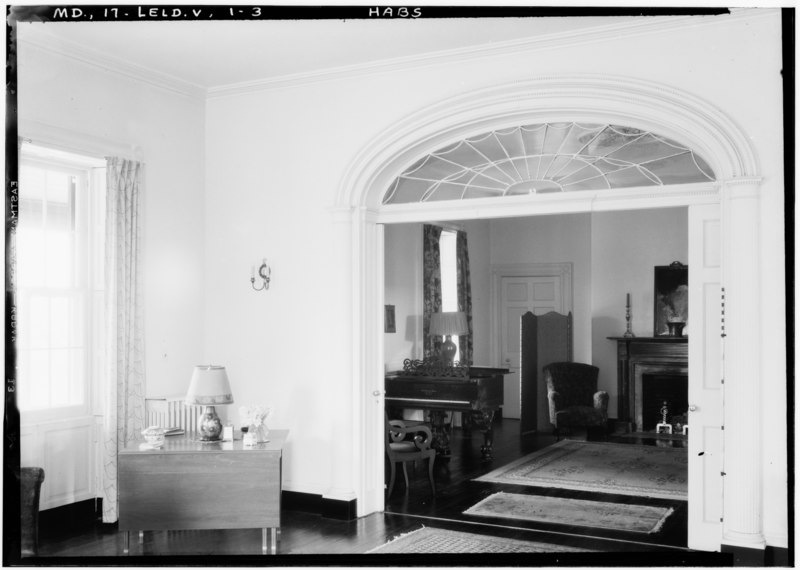 File:Historic American Buildings Survey John O. Brostrup, Photographer April 21, 1936 2-50 P.M. DETAIL OF INTERIOR FANLIGHT (living room) - Bowieville, 522 Church Road South, Leeland, HABS MD,17-LELD.V,1-3.tif