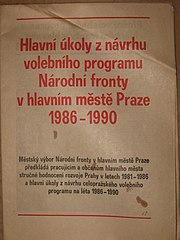 Hlavní úkoly z návrhu volebního programu Národní fronty v hlavním městě Praze 1986–1990