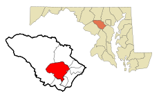 Howard County Maryland Incorporated and Unincorporated areas Columbia Highlighted.svg