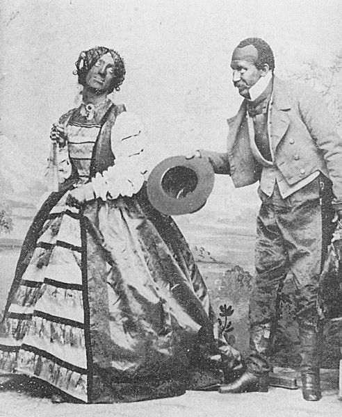 Minstrel show performers Rollin Howard (in female costume) and George Griffin, c. 1855.
