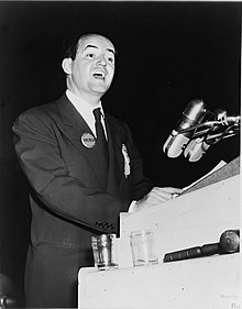 Hubert Humphrey speaks at the convention Hubert H. Humphrey--1948 Democratic National Convention--.jpg